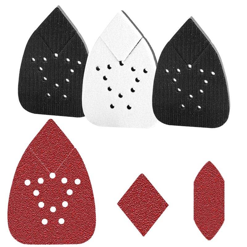 FOWOK 120pcs Mouse Sander Sandpaper and 3pcs Sanding Interface Pad, Detail Sander Sanding Sheets, Sanding Paper 60-240 Grit - FBD123 - Image 1